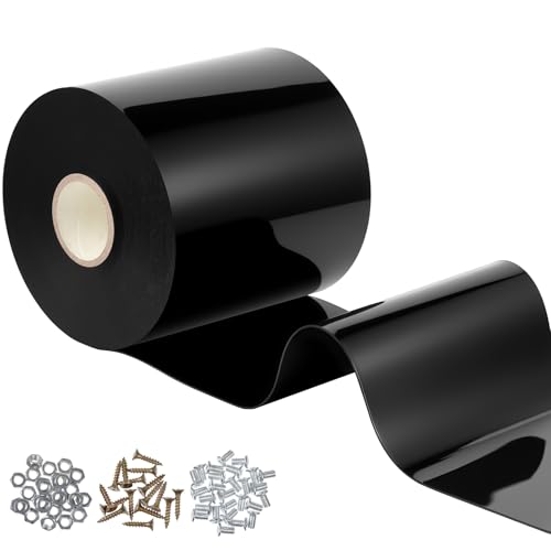 SmoothNovelty 80 ft Long Black Plastic Strip Door Curtain Kit 8 Width x 0.06 Thickness Include Wall Jamb Mount Hanger Set, Black PVC Freezer Door Curtain Fit Walk in Cooler Warehouse Garage Gate