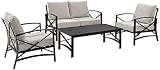 Crosley Furniture Kaplan 4-Piece Outdoor Loveseat Patio Furniture Set, Conversation Sets for Porch, Deck, Oiled Bronze with Oatmeal Cushions