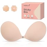 NuBrava Strapless Sticky Bra Push Up for Women, Adhesive Silicone No Show Bra for...