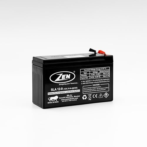 Image of Zen SLA 12-9, 12 Volts, 9Ah, Sealed Maintenance Free Battery for Farming Equipments, Solar, UPS, Medical Instruments