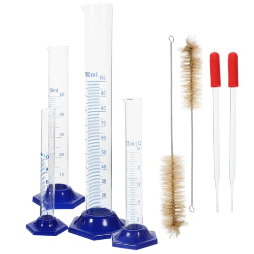 Juego de probetas graduadas BESTYASH en vidrio de 10 ml 50 ml y 100 ml con cepillos
