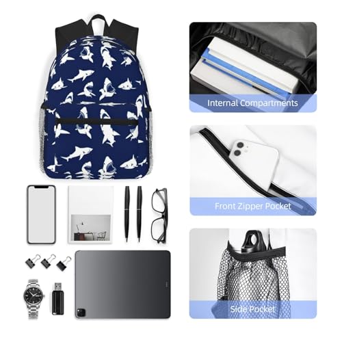 Sac à dos de voyage polyvalent noir One Size imprimé requin rigolo
