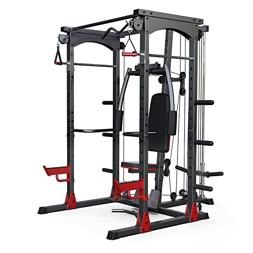 Multi Estação De Musculação Crossover Preta E Vermelha