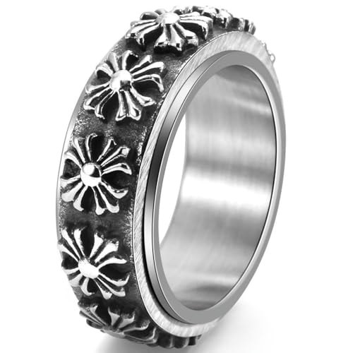 Bague rotative anti-stress en titane pour homme au style motard gothique