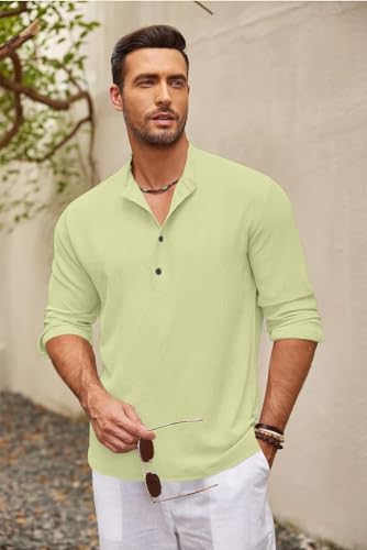 Image of Bellstone Men's Cotton Blend Solid Regular Fit Full Sleeve Short Kurta | Men's Trendy Short Kurta | Ethnic Stylish Casual Lightweight Summer Kurta for Daily and Occasion Use
