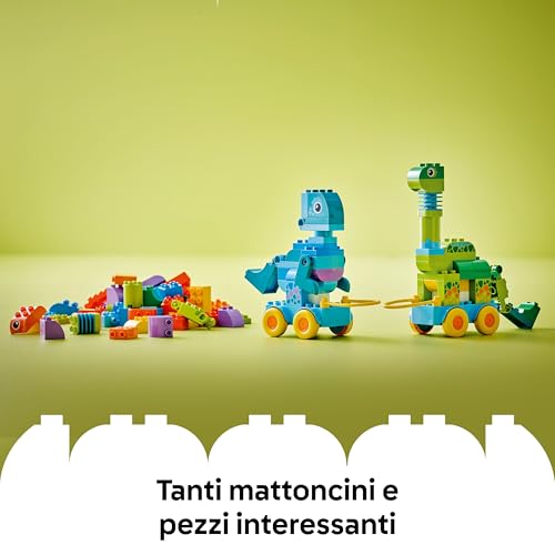 DUPLO Dinosauri su Ruote 3 in 1 - Gioco Educativo per Bambini e Bambine da 3 Anni per Costruire o Diplodoco e T. Rex Giocattolo, o Triceratopo e Stegosauro, o Pteranodonte e Parasaurolofo - 10451 - Lego - Immagine 5