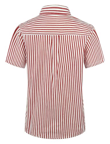 Spring&Gege Boys Button Down Dress Shirt Short Sleeve Casual Vertical Striped Shirt（3-14 Years）2