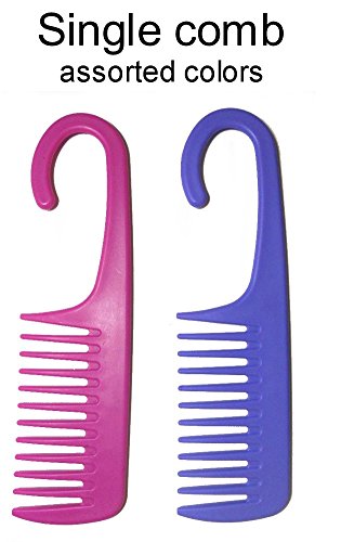 1 Comb Exfoliage Hair Detangling/Conditioning Shower Wide Tooth with Hook for Hanging - COLORS MAY VARY