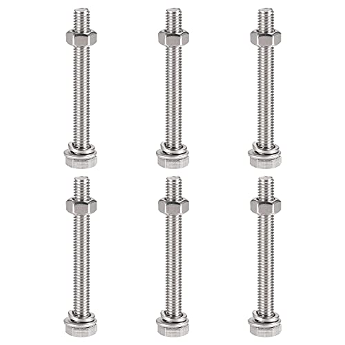 Tornillos de cabeza hexagonal M6 x 60 mm en acero inoxidable para fijación segura, 6 piezas