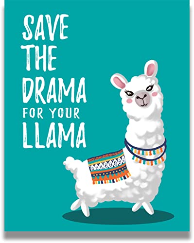 Llama Decor - Whimsical Wall Art - Llama Art Print - Llama Kids Bedroom - Boho Wall Decor - Llama Gifts for Girls - great decor for farmhouse, nursery and bedroom - 8x10 unframed print