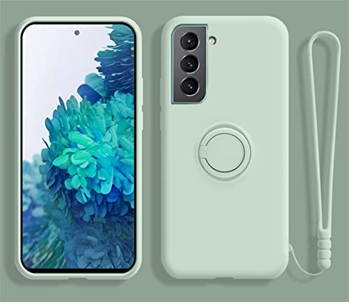 Alihtte Coque pour Samsung Galaxy S21 Plus avec Anneau en Silicone Douce Souple Fine Anti-Rayures, magnétique Support de Voiture Antichoc Cyan Bumper Housse pour Samsung Galaxy S21 Plus Cover