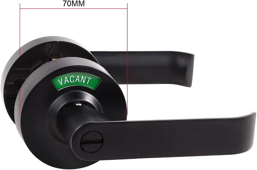 Privacy Lock with Large Indicator for Bathroom Inuse and Vacant, ADA Compliant Lever, Commercial Grade, Perfect for Restroooms of Professional Office Apartment Airbnb Warehouse Matte Black