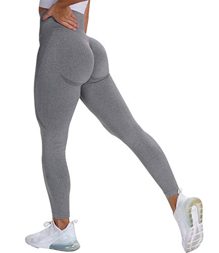 DUROFIT Mallas de Deporte Pantalones de Yoga Leggings Mujer Fitness Push Up Cintura Alta Elasticos para Jogging Training Fitness Gris S