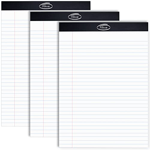Alitte Legal Notepads 8.5 X 11, Pack Of 3 - Perforated Wide Ruled Writing Pad - Premium Thick Paper, No Ink Bleeding - Blank Legal Pads For Home, Office, School, Business - 50 Sheets Per Notebook #TOP3