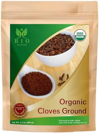 Bio Sense Ceylon Cloves Powder, 3.5 oz, USDA Organic Certified, Non-GMO, Fresh Organic Cloves, Pure Ceylon Premium Quality.