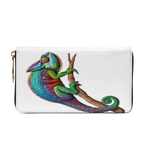 Chameleon Listen Music Long Leather Wallet,Large Capacity Soft Pu Leather Purse For Women With Multiple Card Slots Phone Pocket And Zipper Coin Purse Stylish Phone Card Holder Clutch2