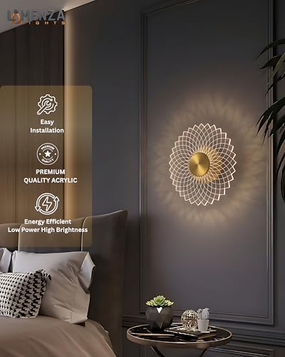 Image of Luxury Spiral Pattern 3-in-1 LED Wall Lamp for Living Room & Bedroom | Fancy Wall Light for Home Decoration, Hallway & Indoor Ambient Lighting (Golden Finish)