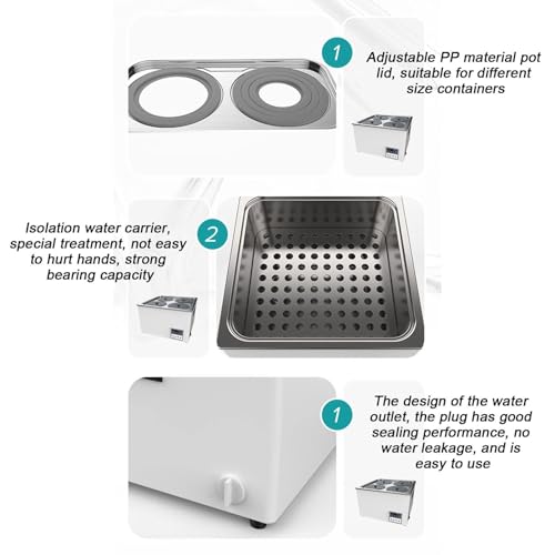 Bain-marie de laboratoire à affichage numérique électrique monotrou +5 à 99,9 °C - 3