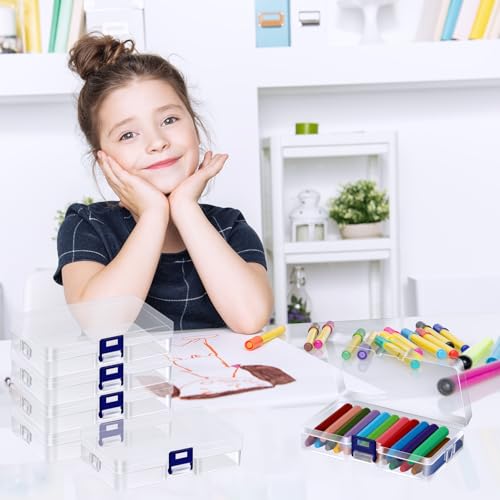 Image of 25 Pcs Plastic Crayon Box with Lid, Clear Crayon Organizer Crayon Holder Case Crayon Storage Containers for School Office Supplies Storage Organizer (25)