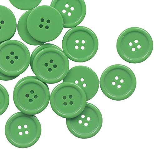 YAKA 80Pcs 1inch(25mm) Sewing Resin Buttons Round Shape 4 Holes Craft Buttons for Sewing Scrapbooking and DIY Craft Green