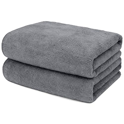 Image of UNIMADE 2 Pack Gym Towels Set - Highly Absorbent and Quick Drying Microfiber Salon Towels, Premium Hand Cloths for Bathroom, Gym, Shower, Hotel, and Spa - 16x27 inch (Grey)