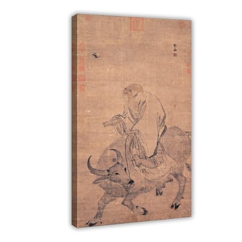 Affiches sur toile Lao Tzu pour décoration murale de bureau et salon avec cadre 40,6 x 61 cm