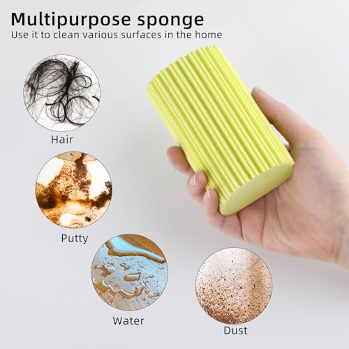 Image of 6 PCS Damp Duster Sponge, Magic Sponge Eraser, Reusable Household Cleaning Sponge Tool for Cleaning Dishes, Blinds, Glass, Baseboards, Vents,Glass, Railings, Mirrors