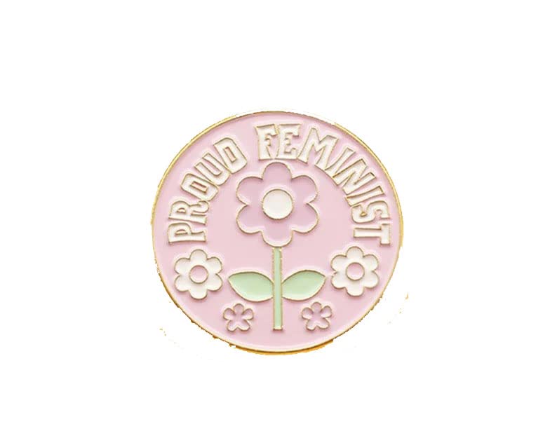 Pin de Solapa Pastel, Pin Feminista, Pin de Esmalte Rosa con el Mensaje Orgullosa Feminista, Pin de Flor, Regalos de empoderamiento Femenino, Broche con Flores.