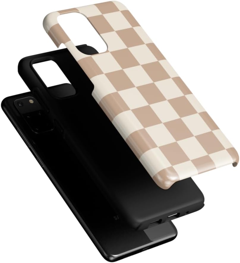 Casely Galaxy S20 Plus Case | Fit Check | Neutral Checkerboard | Essential Slim Dual-Layer Protective Design