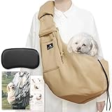 【底板付き】Lil&Fam ペットスリング 犬 抱っこ紐 キャリーバッグ ペットバッグ メッシュネット付き 長さ調節可能 猫 キャリー (ベージュ)