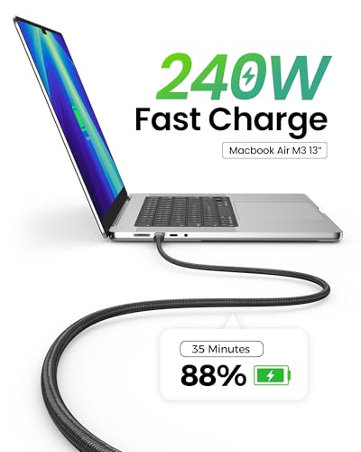 Image of Fitee 80Gbps USB4 Cable for Thunderbolt 5 Cable 5FT, High Speed USB C Cable, 120Gbps Bandwidth for Dual 8K, 240W Charge, USB C to USB C Data Cable for Mac mini, iPhone 17, MacBook Pro, PSSD, Display