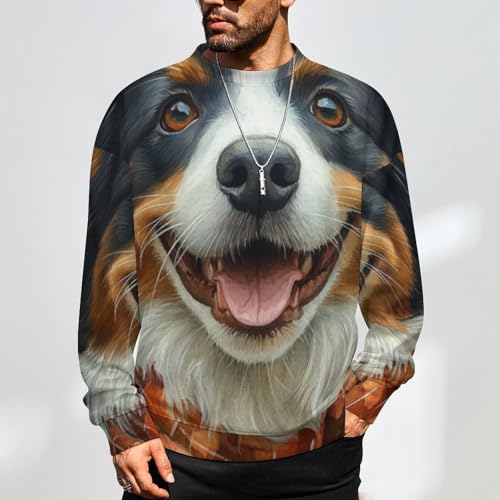 Mens Crewneck Sweater Halloween Dog Crew Neck Sweater Long Sleeve Pullover Sweaters2
