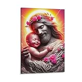 DHBANEIOK Jesus - Religion Wandbilder Leinwandbilder Mit Wandkunst Poster Set Kunstdruck Deko Home Deko Für Wohnzimmer Schlafzimmer Fertig Zum Aufhängen 08x12inch(20x30cm)