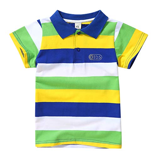 Miyanuby Bebe Niño Camisa Polo Classic Fit Polo A Rayas De Manga Corta Camiseta para Niños Camisetas De Verano Camisetas Tops 2-7 Años Cover