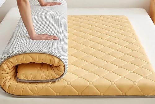 Colchón de futón japonés, tapete de dormir plegable portátil, colchón tatami enrollable para camping, dormitorio, cama de invitados, almohadilla de dormir de suelo, ideal para tamaños individual