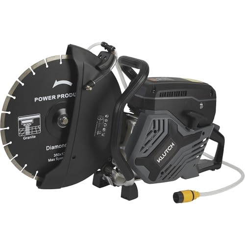 Klutch Gas-Powered Concrete Cut Saw, 4.7 HP, 14in. Blade Dia., 5in. Cutting Depth