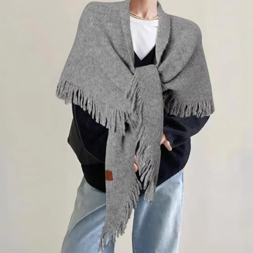 Pashmina Shawl Wraps With Tassels, Womens Solid Color Shawl, Cardigan Cape Wool Cashmere Shoulder Top Sweater Scarf3