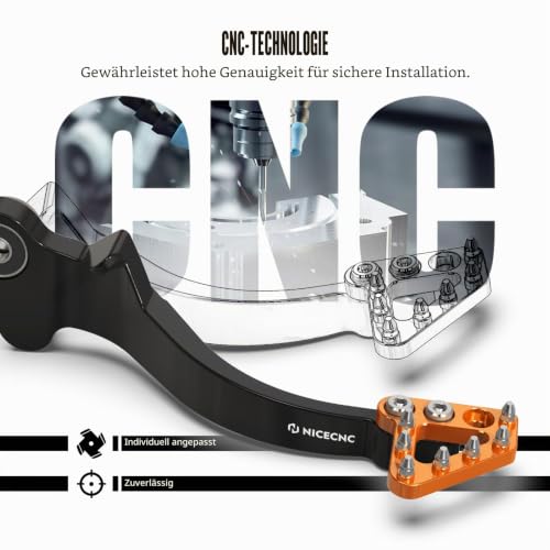 NICECNC Hinterradbremshebel mit verdicktem vergrößertem Anti-Rutsch Pedal Compatible with Husqvarna 701 Enduro 2016-2019, Compatible with 690 Enduro R 2011-2018, Aluminium,Siehe Passform,Orange