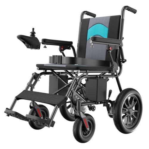 KERDOM Electric Wheelchairs for Adults Lightweight Foldable Power Wheelchair 15 Miles Longe Travel Range All Terrain Compact Portable Motorized Wheelchair for Seniors (Blue)