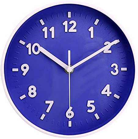 Topkey 8 Round Silent Wall clock Easy Read Big Numbers Kitchen Modern Non-ticking Decorative Wall Clock for Bedroom Office school-Orange