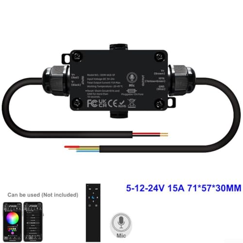 Controlador LED ESP32 con micrófono, impermeable IP65 para tiras WS2811 3