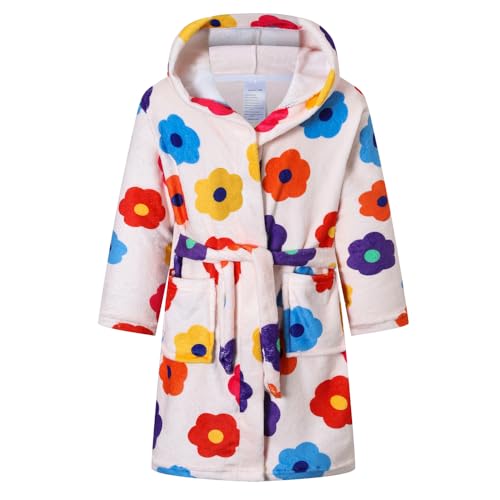 Image of Boys Girls Bathrobes,Toddler Boy Girl Robes,Children's Plush Soft Coral Fleece Hooded Pajamas Sleepwear for Kids
