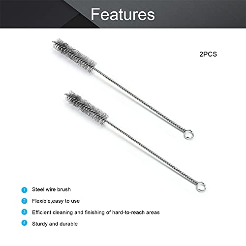 Image of Utoolmart Steel Wire Cleaning Brush - Spiral Power Cleaner, 0.8 x 12 inch, 2-pack