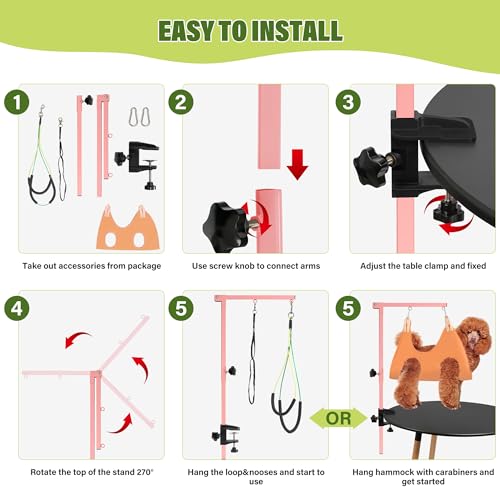 Braço de tosa para cães com rede de cuidados para animais de estimação, braço de mesa para cuidados