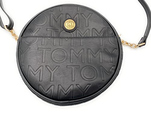 Tommy Hilfiger Bag I Women's I Black I Round Shape I Shoulder Bag I Diameter 22 cm I TH Logo Metal I Tommy Signature I Women's Handbag 1330, black-white2