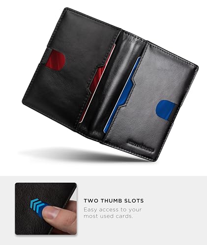 Image of SERMAN BRANDS Wallets for Men Slim Mens leather RFID Blocking Minimalist Card Front Pocket Bifold Travel Thin