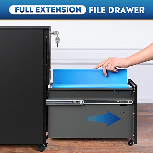 Image of DEVAISE Slim File Cabinet, 3 Drawer Mobile Filing Cabinet for Letter /Legal /A4 Files, Fully Assembled Except Wheels, Black
