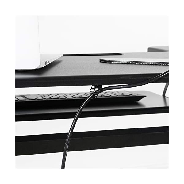 VIVO Black Height Adjustable 36 inch Stand up Desk Converter Quick Sit to Stand Tabletop Dual Monitor Riser, DESK-V000V - Image 9