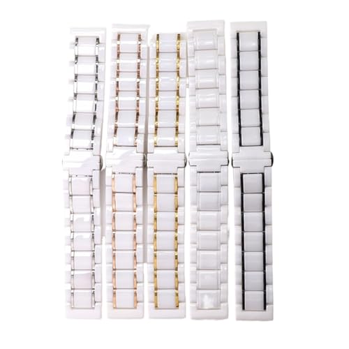 Bracelet montre céramique YINGO de luxe blanc et argenté 14mm