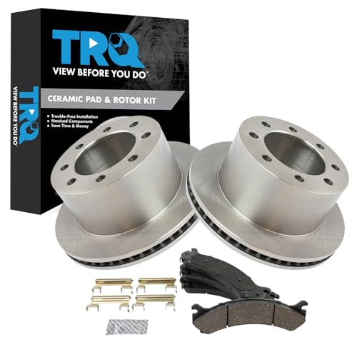 Image of TRQ Rear Brake Pad and Rotor Set Ceramic Vented Rotors